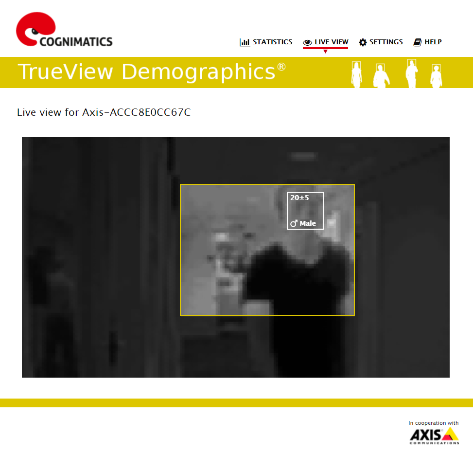 Geschlechtserkennung - TrueView Demographics® - Anonymisierte Live Ansicht